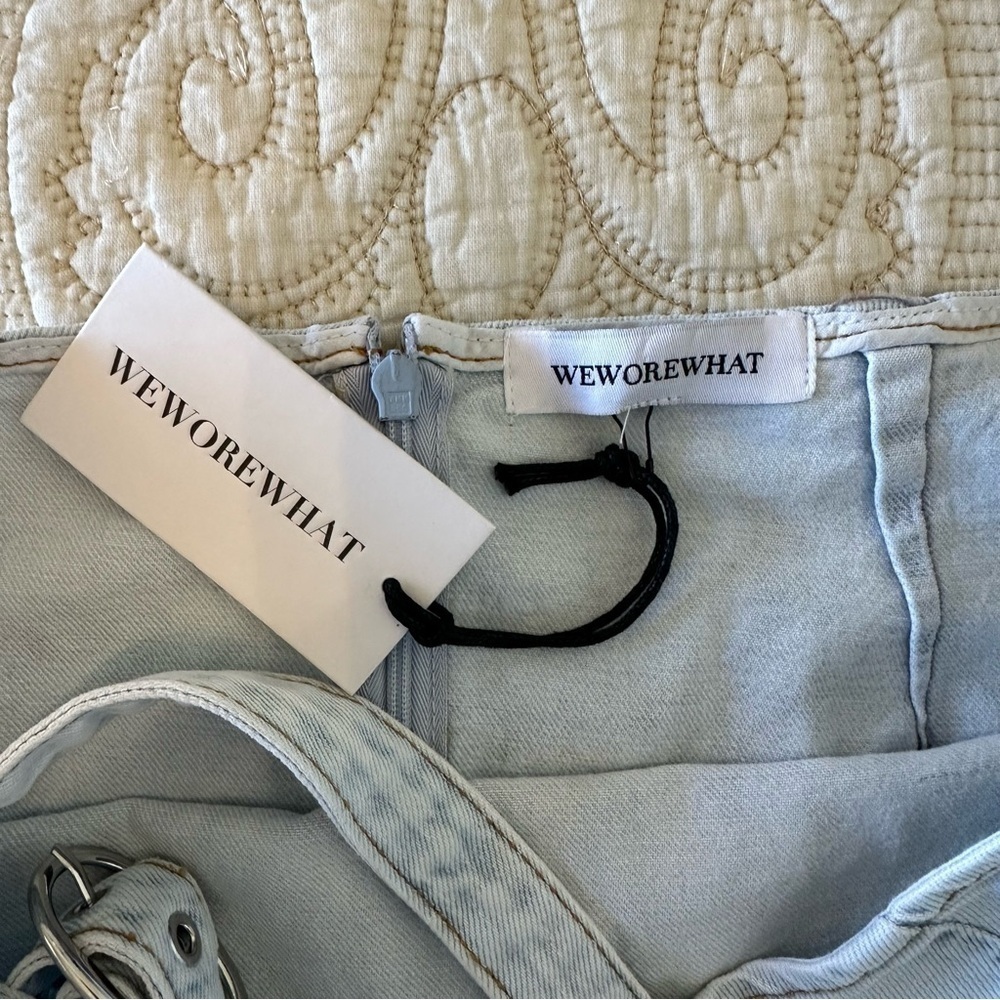 NWT WeWoreWhat Cut Out Mini Skirt super light denim women sizes S and M - Picture 10 of 11
